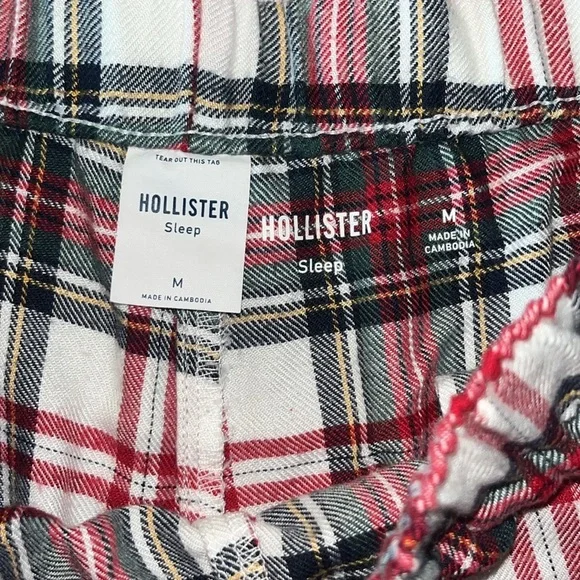 Hollister Sleep Plaid Women's M PJ Shorts with Red Satin Bow Holiday Festive - Picture 2 of 8